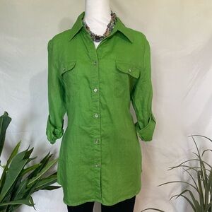 Vibrant Green Women's Button-Down Shirt